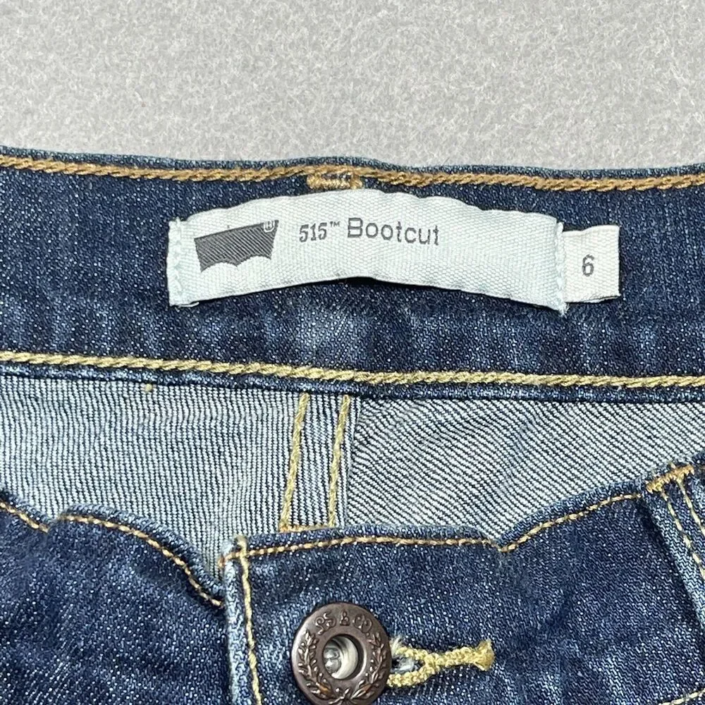 Levis 515 Bootcut Jeans Women Size 6 Blue Mid Rise Dark Wash Denim Casual Y2K - Picture 7 of 12
